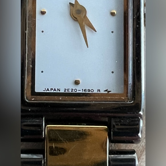 Seiko Ladies Watch Unique Two Tone Bracelet White Rectangular Dial - Picture 8 of 15